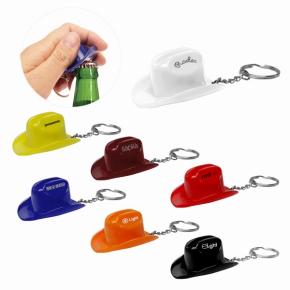 Plastic Cowboy Hat Bottle Opener Keychain